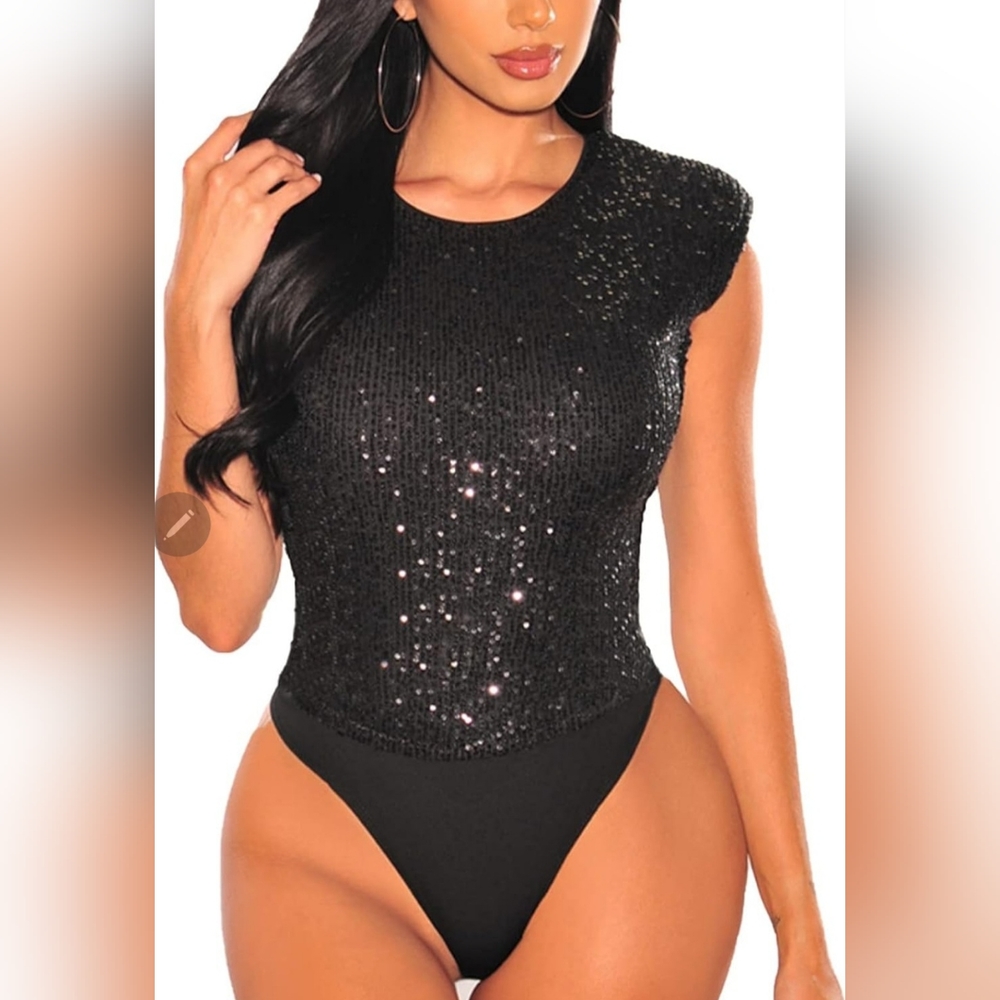 Black sequin bodysuit XL - Picture 2 of 3